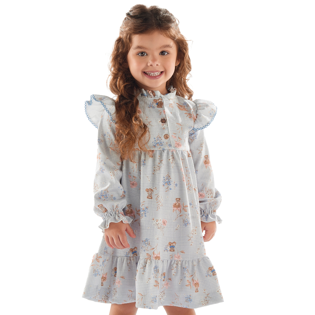 Vestido Infantil Inverno Ursinhos - Kiki Xodó