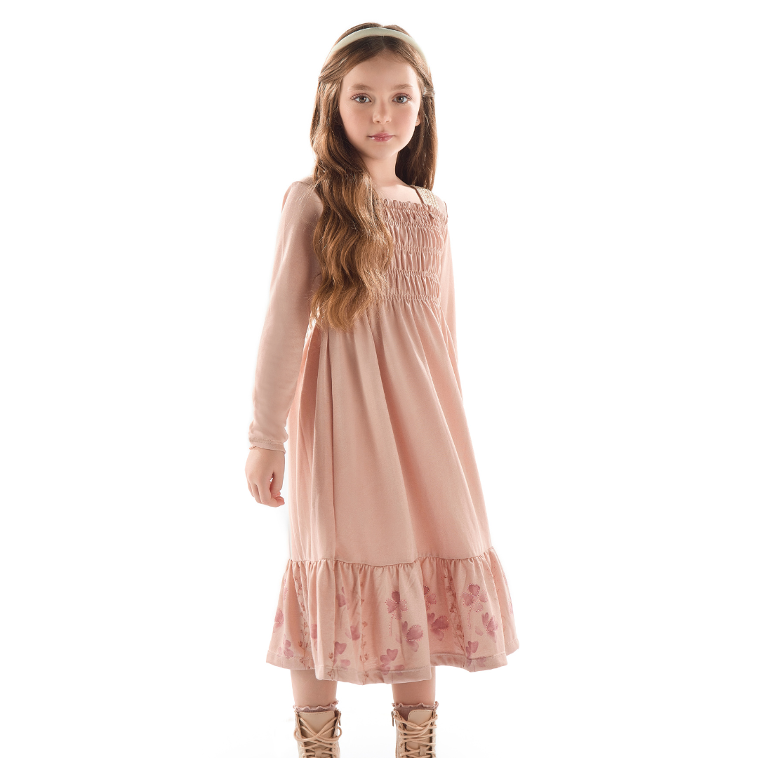 Vestido Infantil Inverno Florzinhas - Kiki Xodó