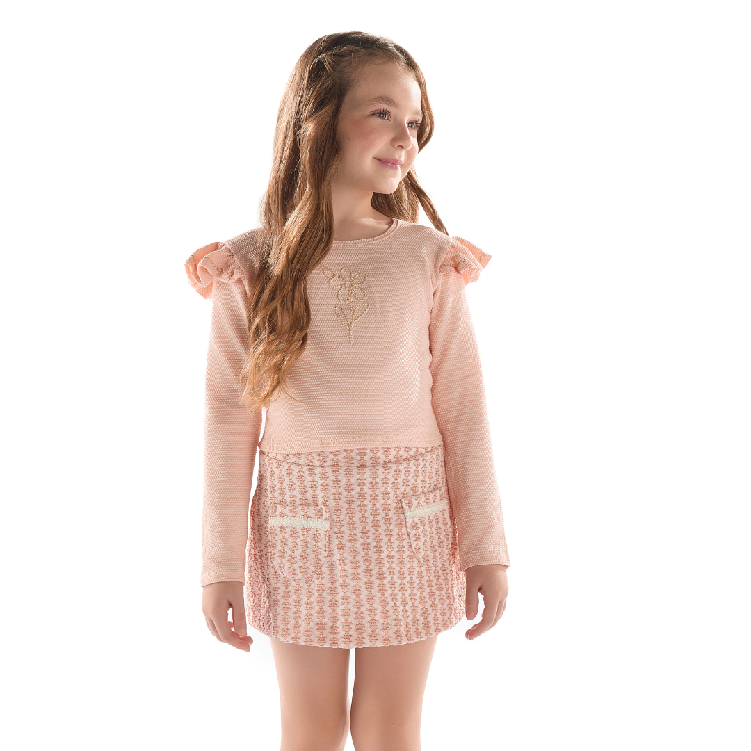 Conjunto Infantil Feminino Inverno Tweed - Kiki Xodó