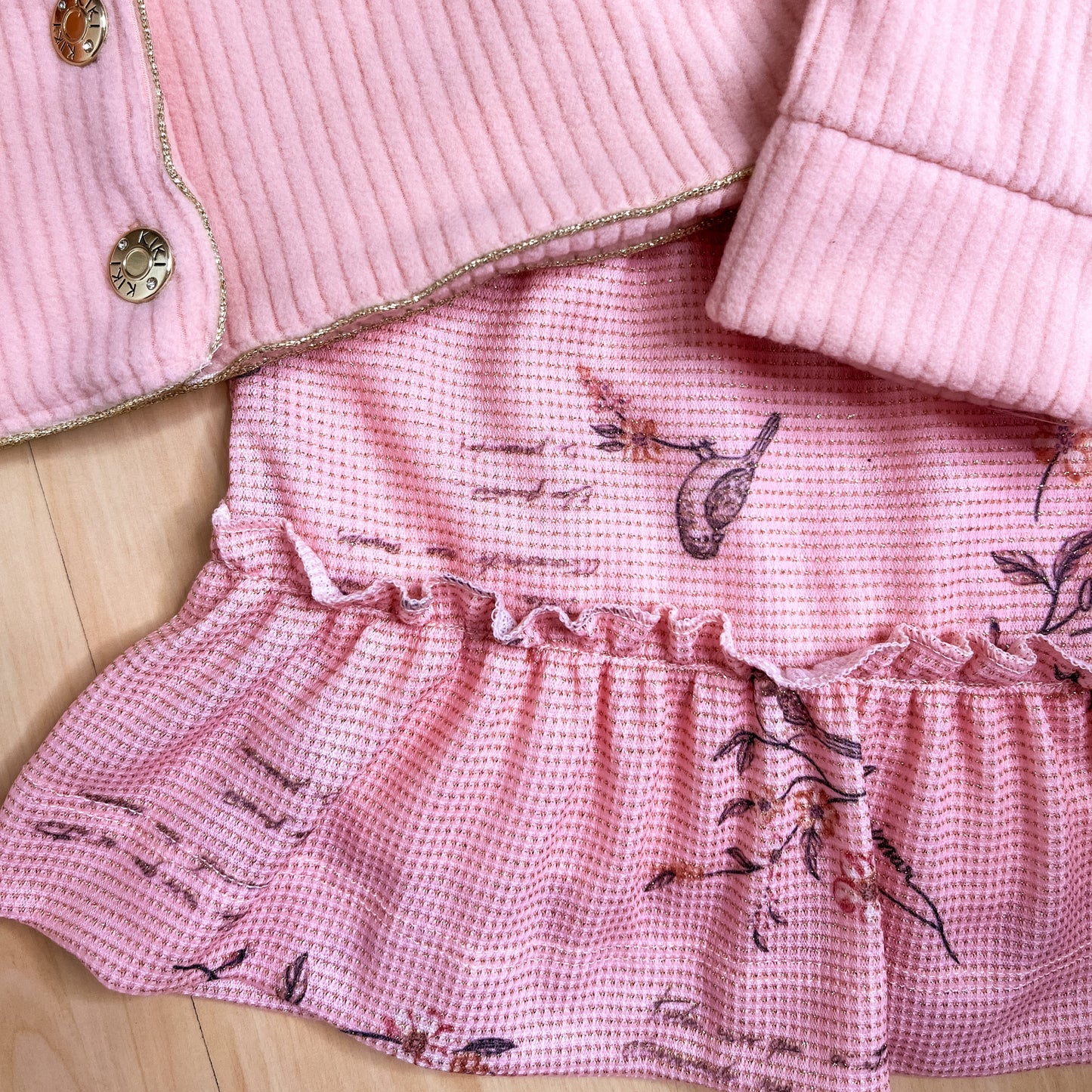 Vestido com Jaqueta Infantil Inverno Florzinha Rose - Kiki Xodó