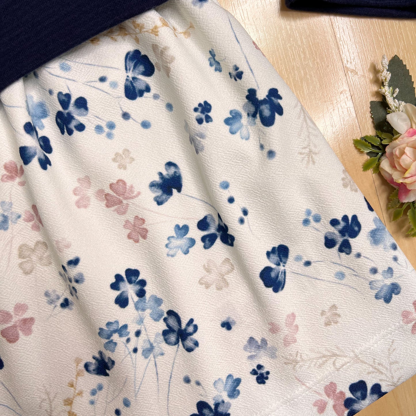 Vestido com Jaqueta Infantil Inverno Flores Azul - Kiki Xodó