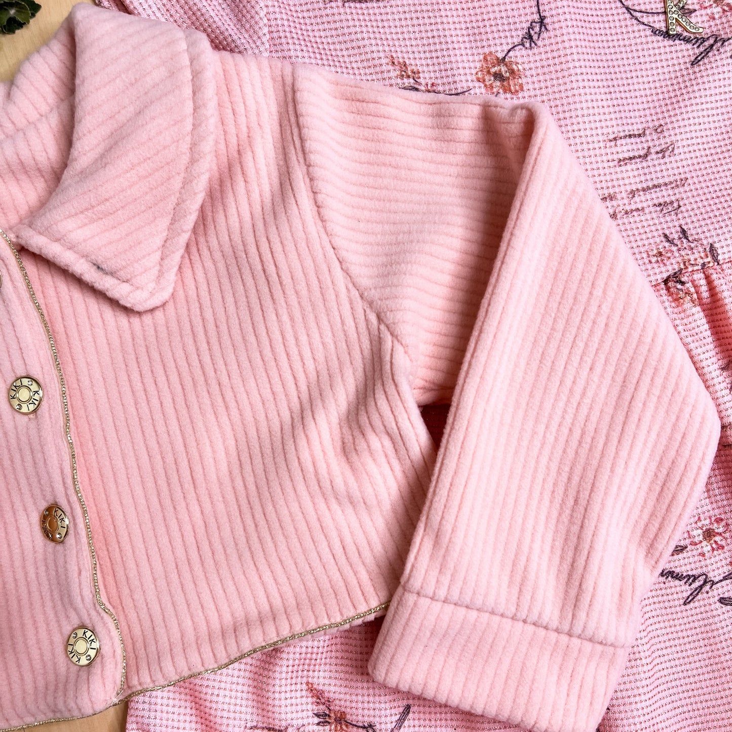 Vestido com Jaqueta Infantil Inverno Florzinha Rose - Kiki Xodó
