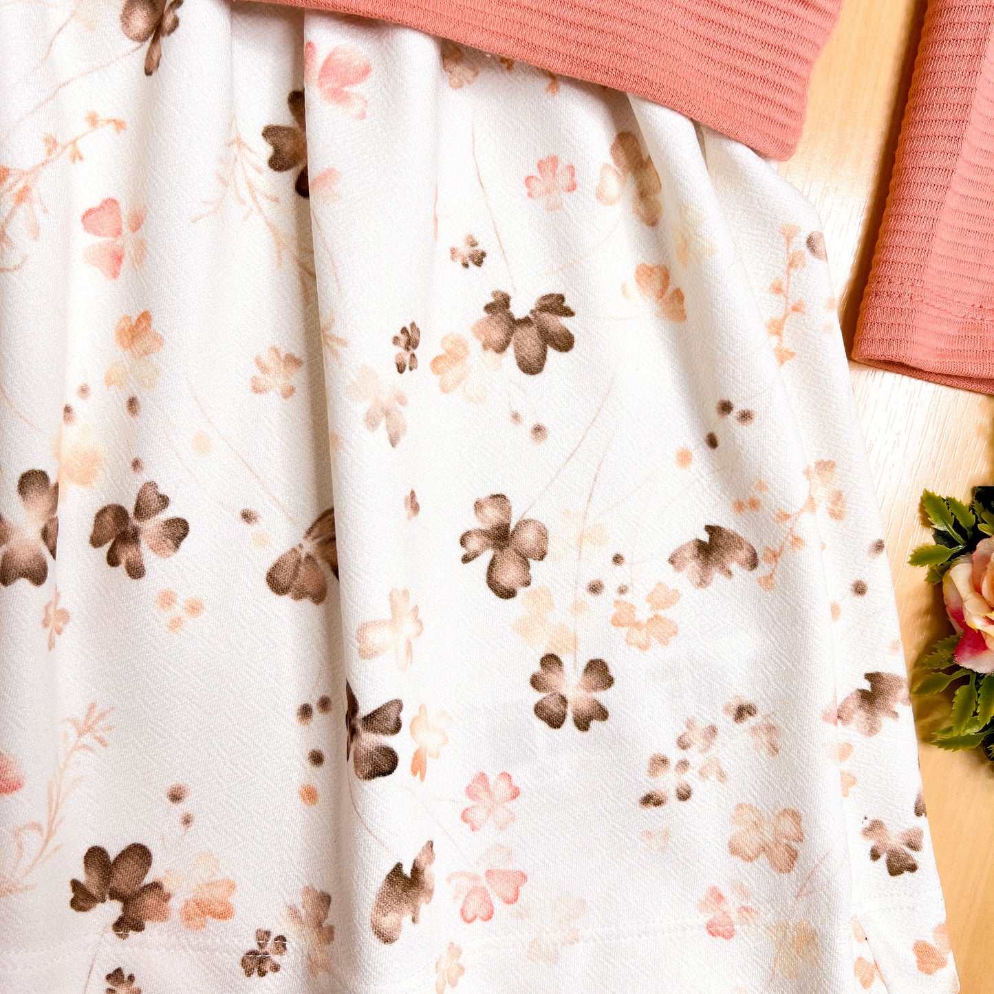 Vestido com Jaqueta Infantil Inverno Flores Caramelo - Kiki Xodó
