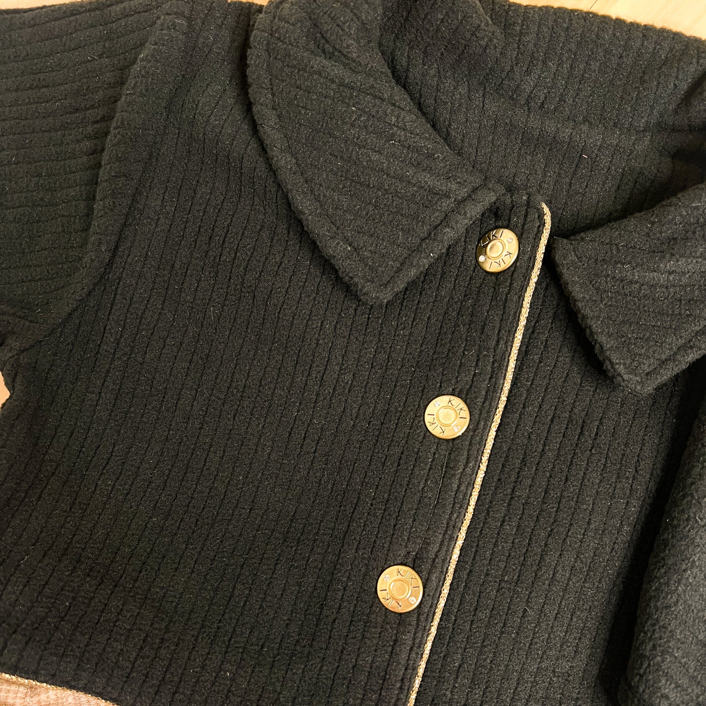 Vestido com Jaqueta Infantil Inverno Florzinha Preto - Kiki Xodó