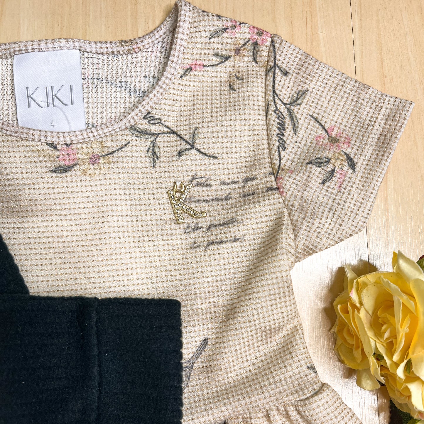 Vestido com Jaqueta Infantil Inverno Florzinha Preto - Kiki Xodó