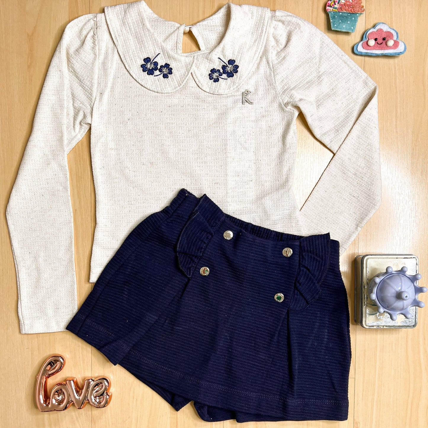 Conjunto Feminino Infantil Inverno Azul Marinho - Kiki Xodó