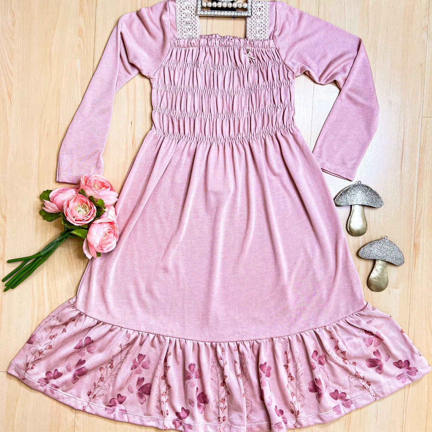 Vestido Infantil Inverno Florzinhas - Kiki Xodó
