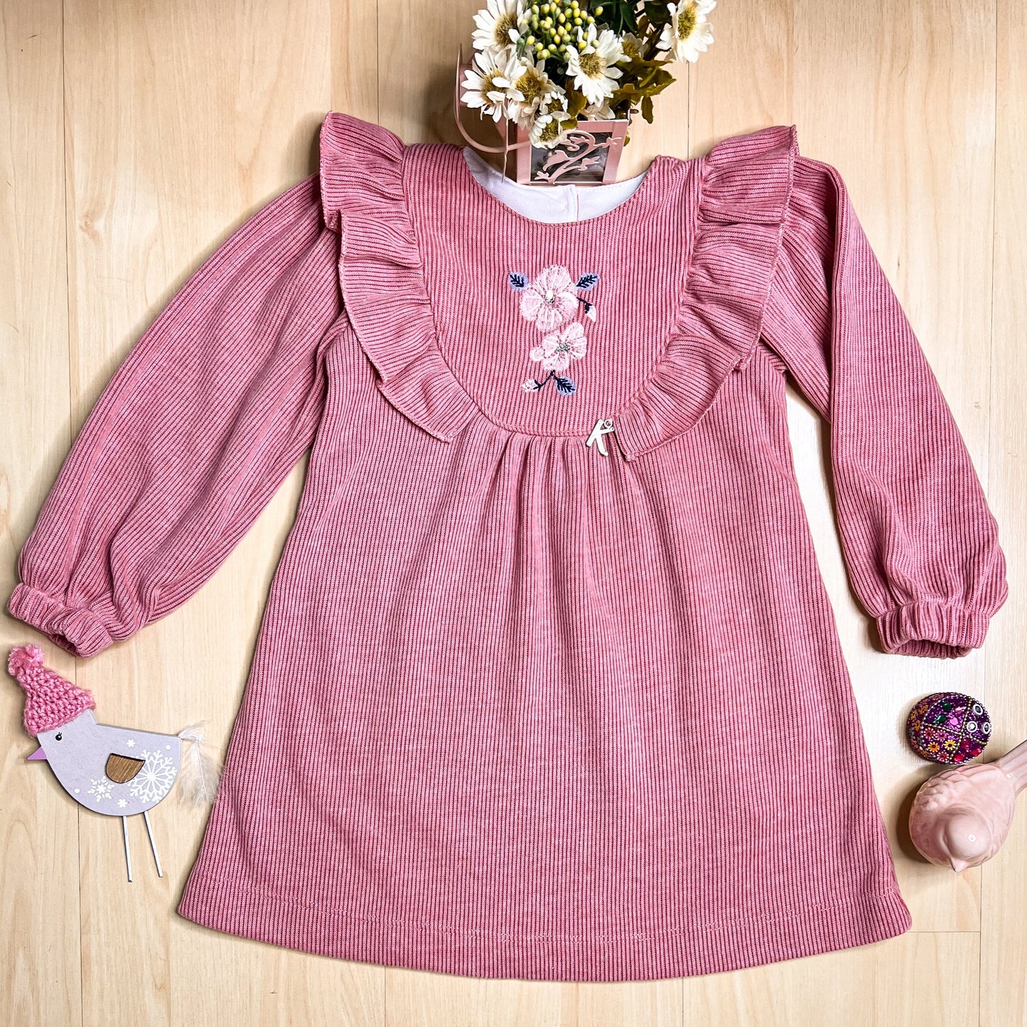 Vestido Infantil Babados Rosa - Kiki Xodó