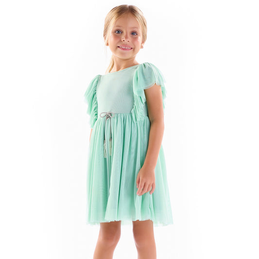 Vestido Infantil Feminino Thule com Laço Verde - Kiki Xodó