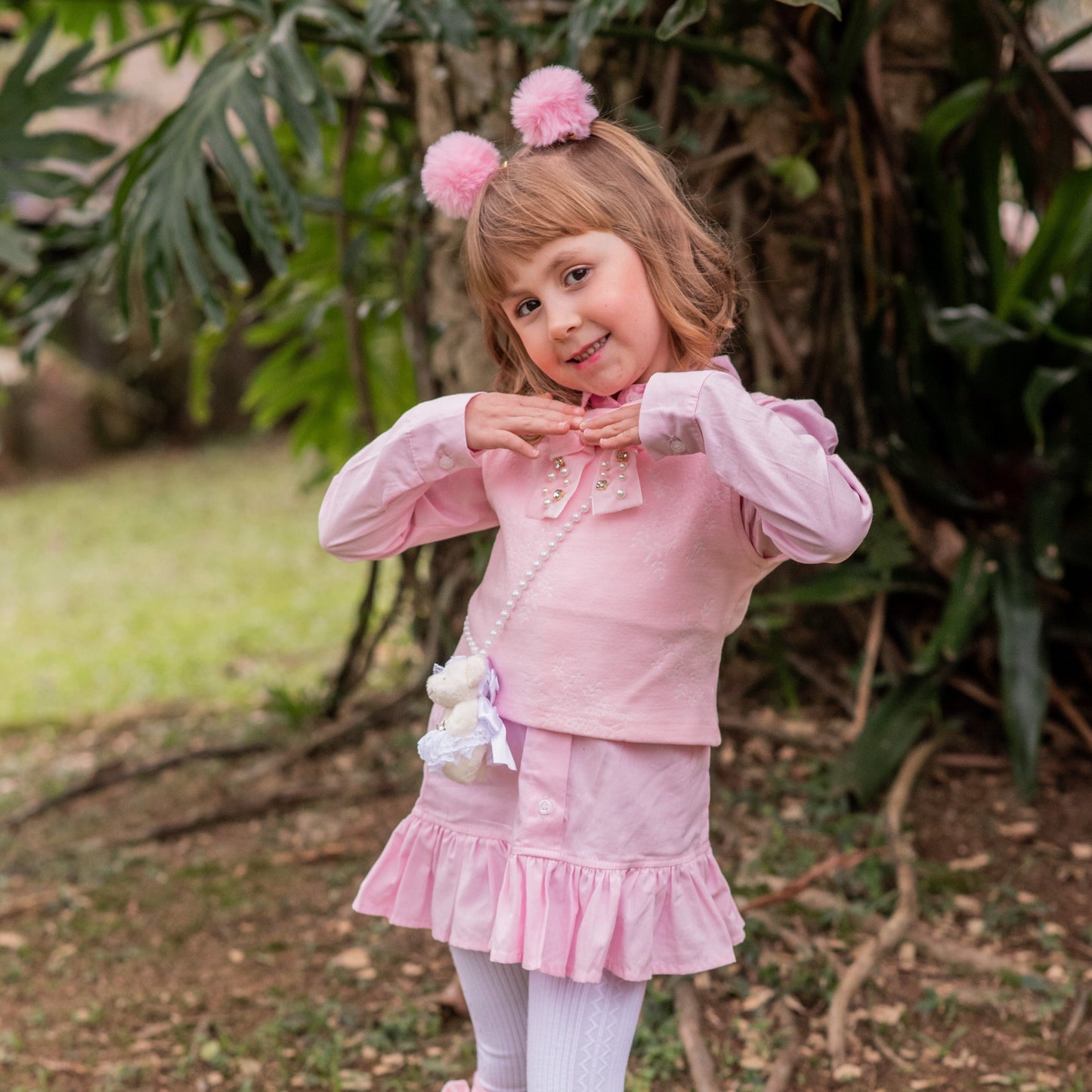 Vestido Infantil com Coletinho na cor Rosa - Yoloveyo