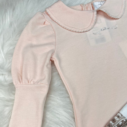 Conjunto Inverno Infantil Feminino Off White com Golas e Saia com Cinto - Kiki Xodó