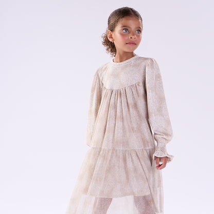 Vestido Inverno Infantil Feminino com Babado cor Rosa -  Kiki Xodó