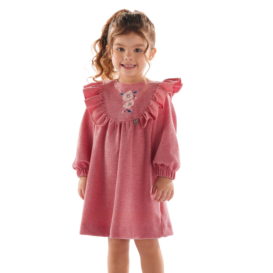 Vestido Infantil Babados Rosa - Kiki Xodó