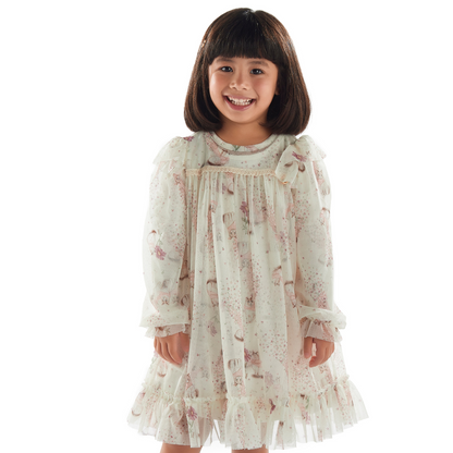 Vestido Infantil Inverno Gatinhos Off - Kiki Xodó