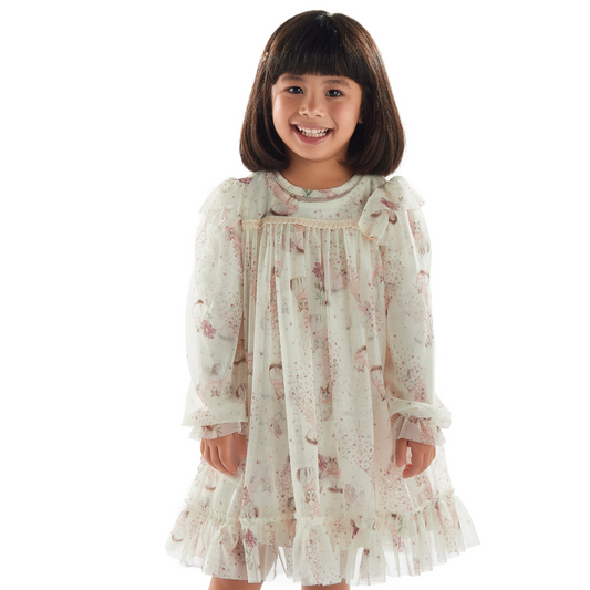 Vestido Infantil Inverno Gatinhos Off - Kiki Xodó