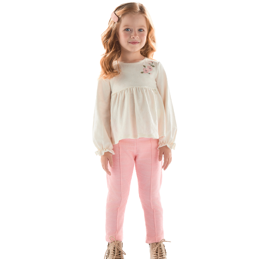 Conjunto Infantil Feminino Inverno Bordado Azul - Kiki Xodó