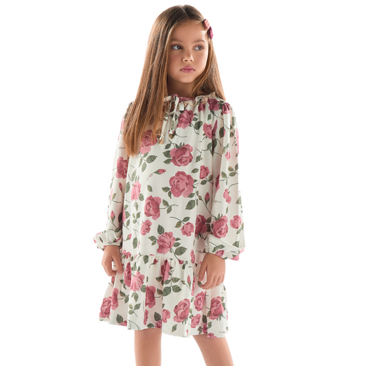Vestido Infantil Inverno Rosas - Kiki Xodó