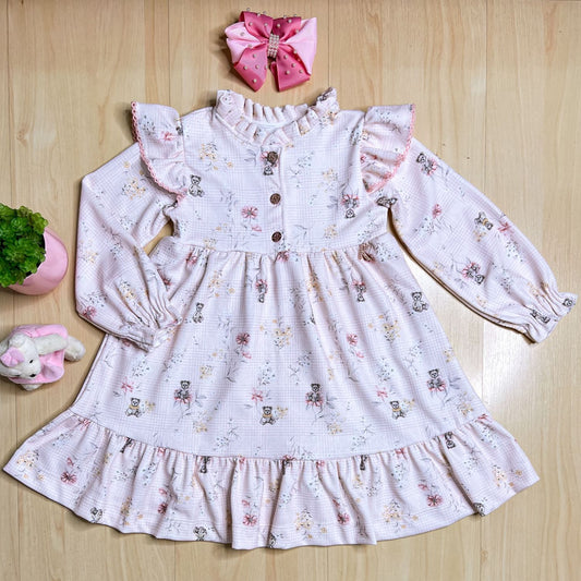 Vestido Infantil Inverno Ursinhos - Kiki Xodó