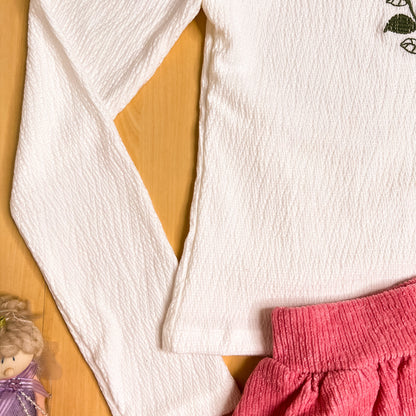 Conjunto Infantil Feminino Inverno Rosa Bordada - Kiki Xodó