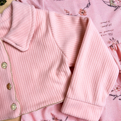 Vestido com Jaqueta Infantil Inverno Florzinha Rose - Kiki Xodó