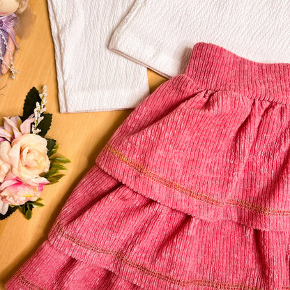 Conjunto Infantil Feminino Inverno Rosa Bordada - Kiki Xodó