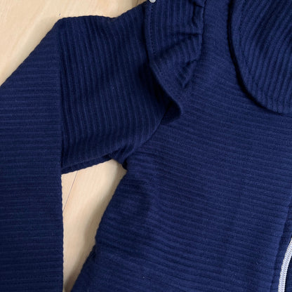 Vestido com Jaqueta Infantil Inverno Flores Azul - Kiki Xodó