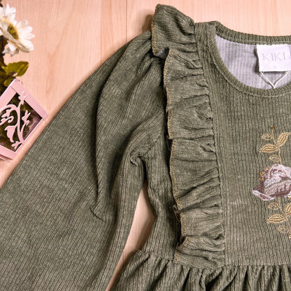 Vestido Infantil Inverno Texturas Verde - Kiki Xodó