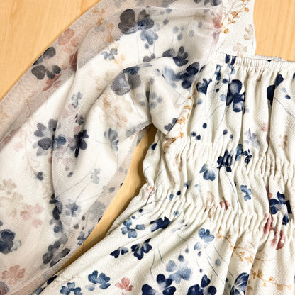 Conjunto Infantil Feminino Inverno Mangas Bufantes Azul - Kiki Xodó