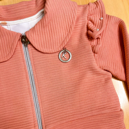 Vestido com Jaqueta Infantil Inverno Flores Caramelo - Kiki Xodó