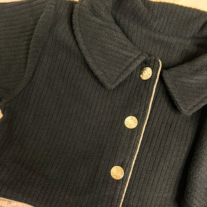 Vestido com Jaqueta Infantil Inverno Florzinha Preto - Kiki Xodó