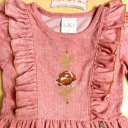 Vestido Infantil Inverno Texturas Goiaba - Kiki Xodó