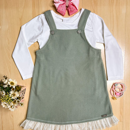 Salopete Infantil Inverno Brilho Verde - Kiki Xodó