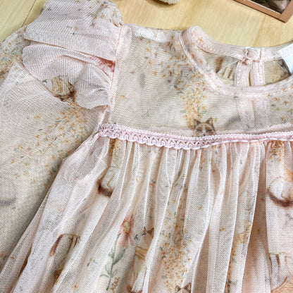 Vestido Infantil Inverno Gatinhos Rosa - Kiki Xodó