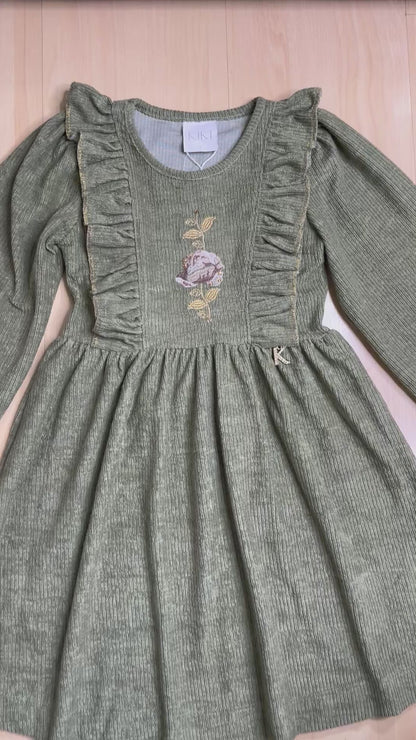 Vestido Infantil Inverno Texturas Verde - Kiki Xodó