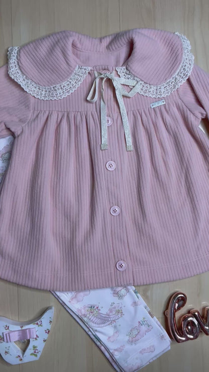 Conjunto Infantil Feminino Inverno Nuvens Rosa - Kiki Xodó