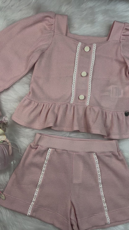 Conjunto Inverno Infantil Feminino Camisa com Botões - Kiki Xodó